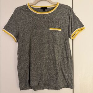 J. Crew Heather Gray Tee with Yellow Trim